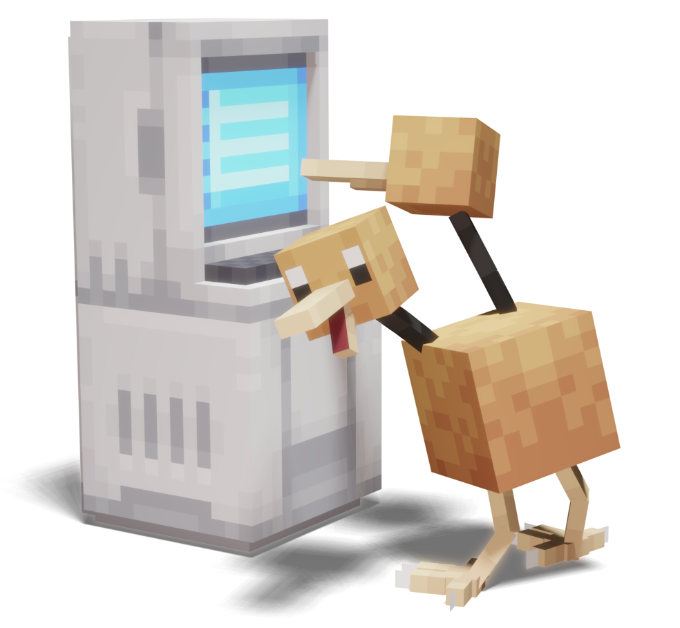 Doduo using a PC in Cobblemon